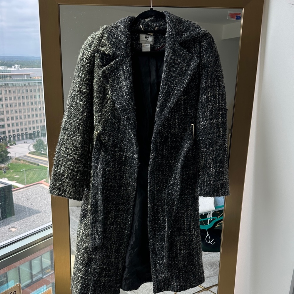 Worthington Black and Gray Tweed Trench Coat